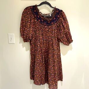 Doen, size L, floral dress with smocking